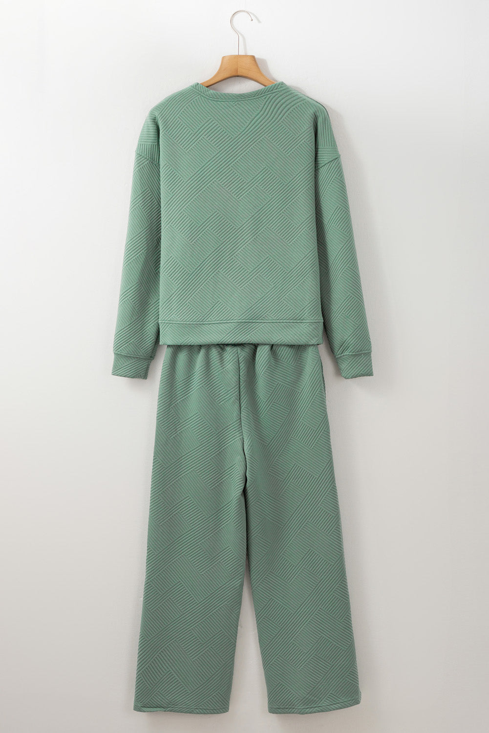 Dark Brown Textured Loose Slouchy Long Sleeve Top and Pants Set